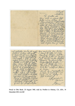 Freud to Otto Rank, 25 August 1905