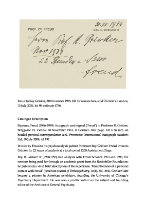 Freud to Roy Grinker, 30 November 1933