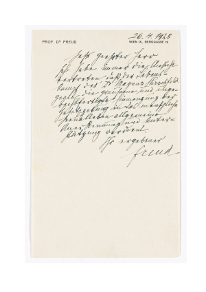 Freud to unknown recipient, 26 April 1928