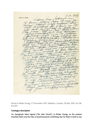 Freud to Stefan Zweig, 17 November 1937