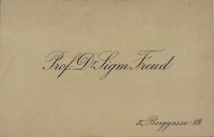 Freud's business card, receipted on reverse for 23 sessions in February 1913
