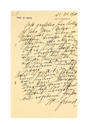 Freud to unknown recipient, 21 November 1930