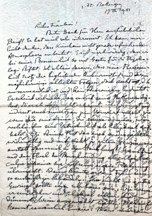 Jung to Rivkah Scharf Kluger, 17 March 1951