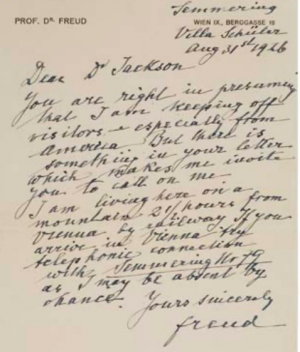 Freud to Josephine Jackson, 31 August 1926