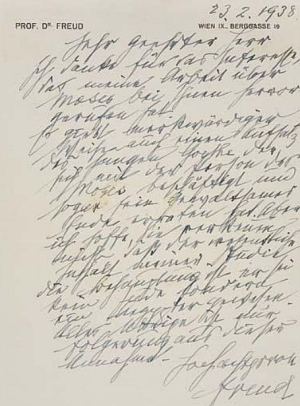 Freud to Franz Selinek, 23 February 1938
