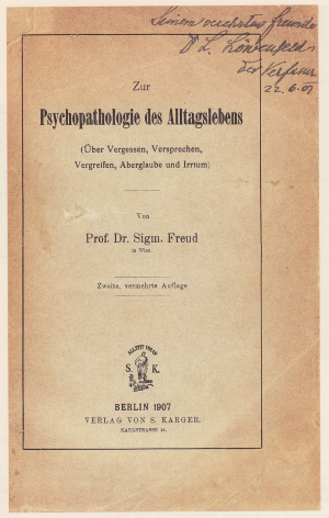Freud (1907)  <em>Zur Psychopathologie des Alltagslebens</em>, 2nd edition (Leopold Löwenfeld's copy)