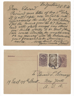 Freud to Edward Bernays, 25 August 1920